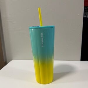 Starbucks 2021 Stainless Steel Yellow Blue Ombre Gradient Tumbler‎ 24 Oz Venti